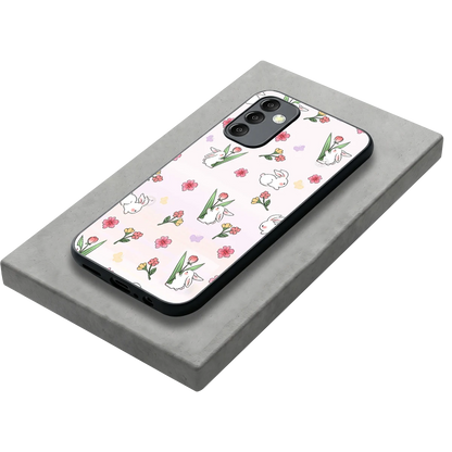 Bunny Bliss stylish phone case for samsung galaxy m14 5g | glossy glass and slim fit