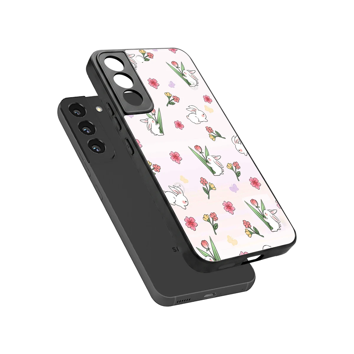 Bunny Bliss sleek samsung galaxy s22 cover with tempered glass back and TPU edges