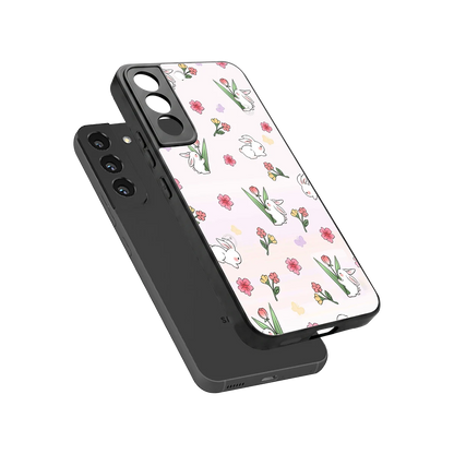 Bunny Bliss sleek samsung galaxy s22 cover with tempered glass back and TPU edges