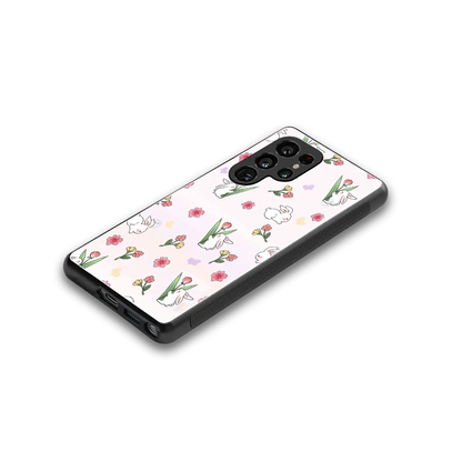 Bunny Bliss stylish phone case for samsung galaxy s25 ultra | glossy glass and slim fit