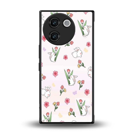 Bunny Bliss back phone cover | glass case for vivo v30e