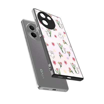 Bunny Bliss sleek vivo v30e cover with tempered glass back and TPU edges