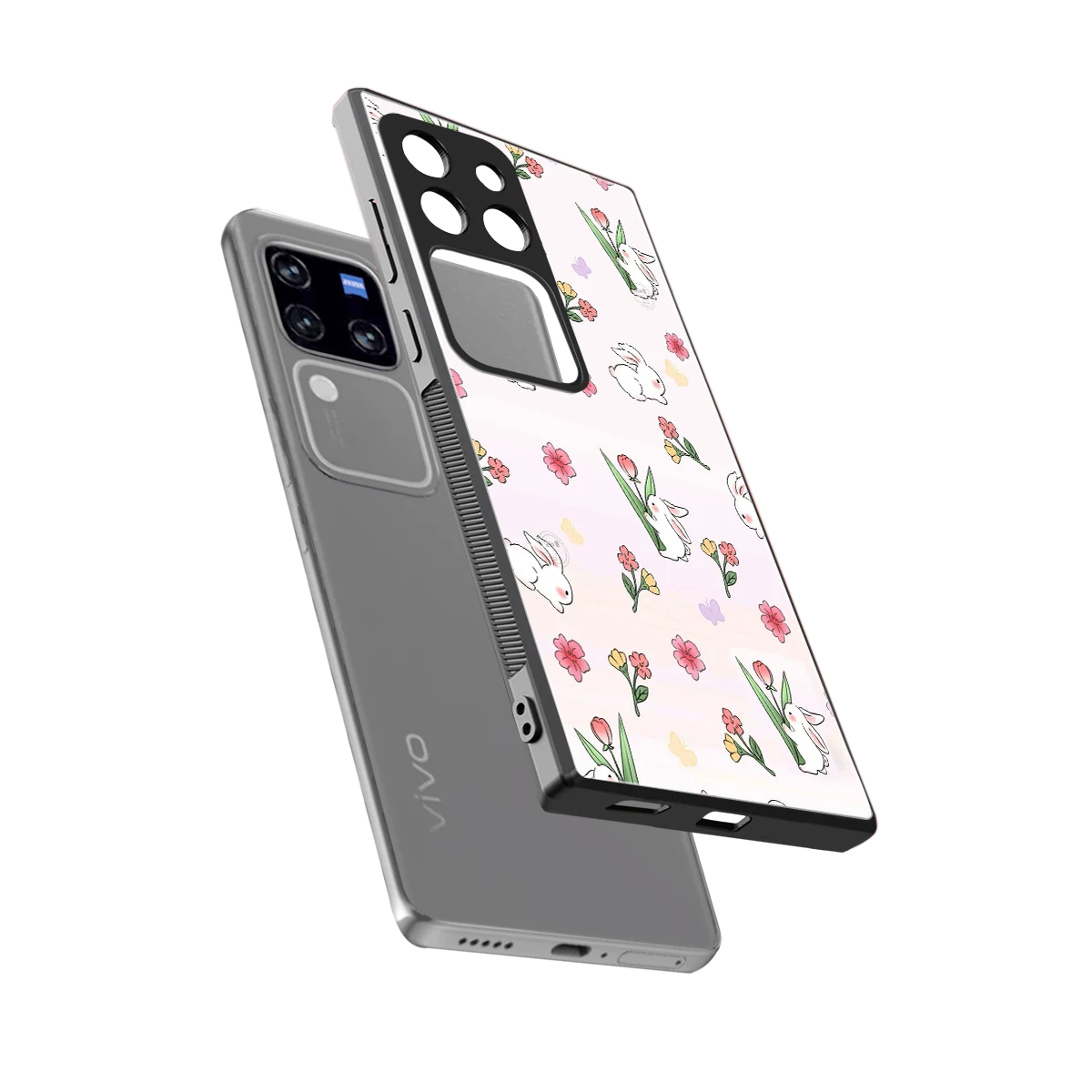Bunny Bliss sleekvivo v30 pro cover with tempered glass back and TPU edges