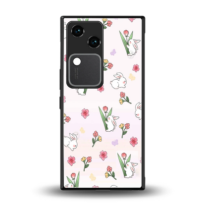 Bunny Bliss back phone cover | glass case for vivo v30