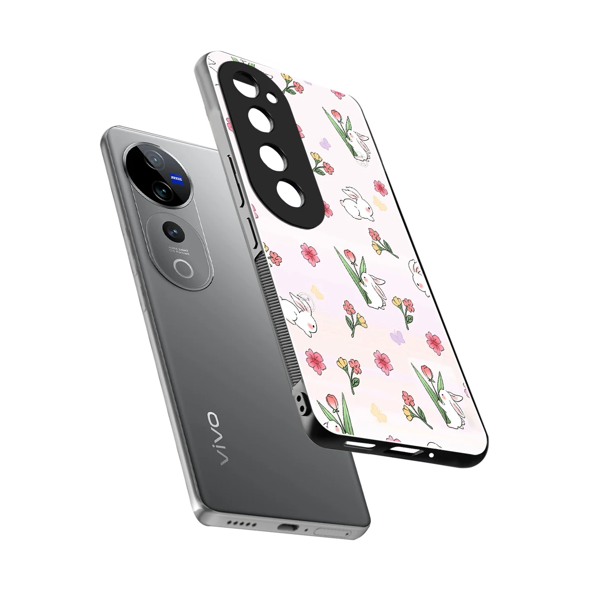 Bunny Bliss sleek vivo v40 pro cover with tempered glass back and TPU edges