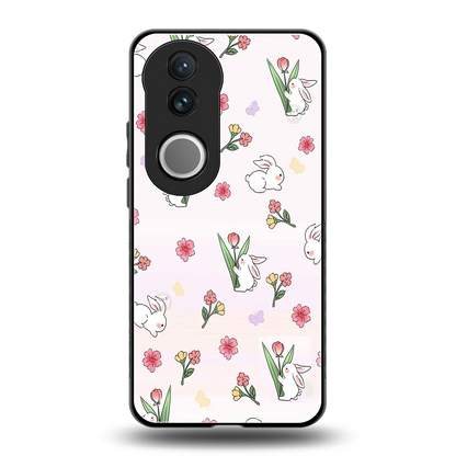 Bunny Bliss back phone cover | glass case for vivo v50