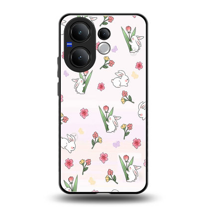 Bunny Bliss back phone cover | glass case for vivo v60
