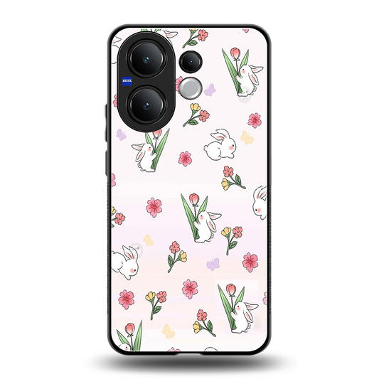 Bunny Bliss back phone cover | glass case for vivo v60