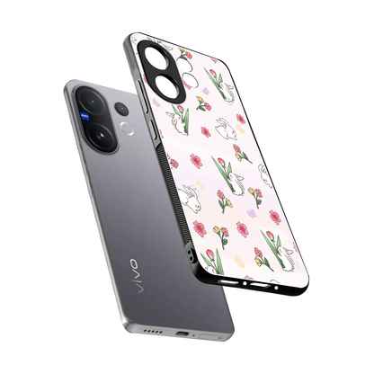 Bunny Bliss sleek vivo v60 cover with tempered glass back and TPU edges