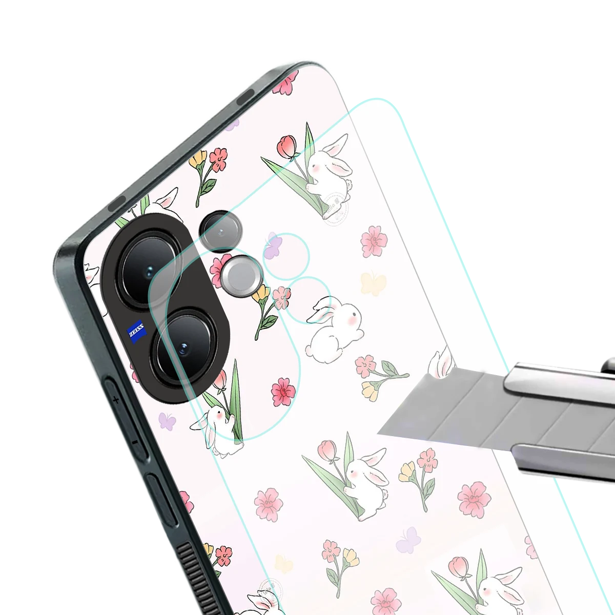 Bunny Bliss stylish phone case for vivo v60 | glossy glass and slim fit