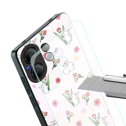 Bunny Bliss stylish phone case for vivo v60 | glossy glass and slim fit