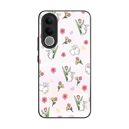 Bunny Bliss back phone cover | glass case for vivo v70 fe