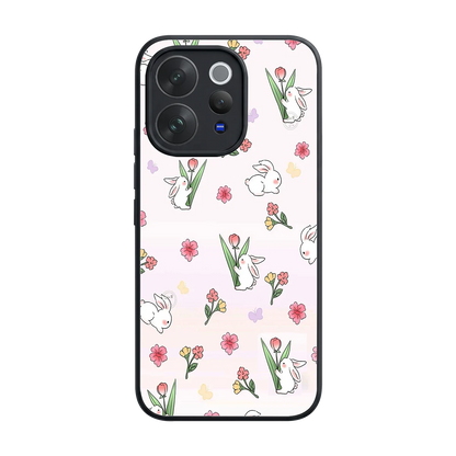 Bunny Bliss back phone cover | glass case for vivo v70