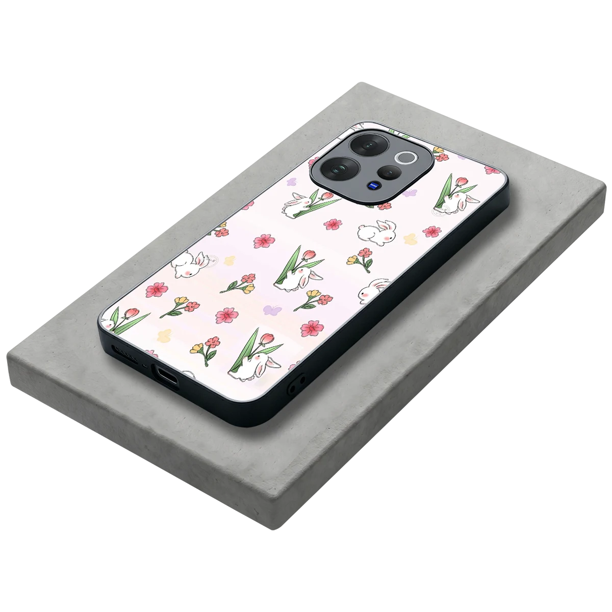 Bunny Bliss stylish phone case for vivo v70 | glossy glass and slim fit