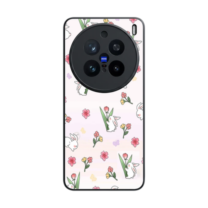 Bunny Bliss back phone cover | glass case for vivo x200 pro