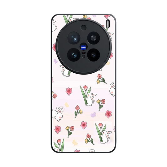 Bunny Bliss back phone cover | glass case for vivo x200 pro