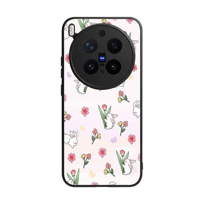 Bunny Bliss back phone cover | glass case for vivo x300 pro