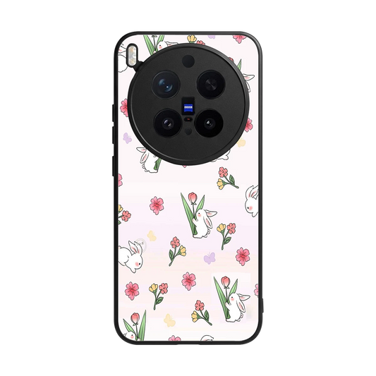 Bunny Bliss back phone cover | glass case for vivo x300 pro