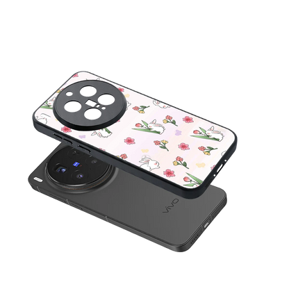 Bunny Bliss sleek vivo x300 pro cover with tempered glass back and TPU edges