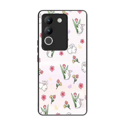 Bunny Bliss back phone cover | glass case for vivo y200 5g