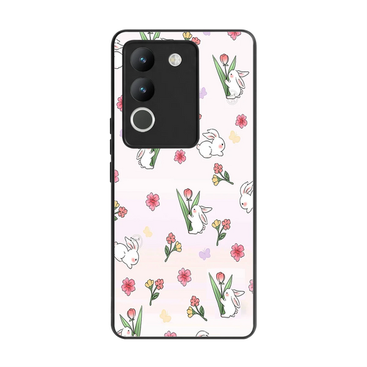 Bunny Bliss back phone cover | glass case for vivo y200 5g