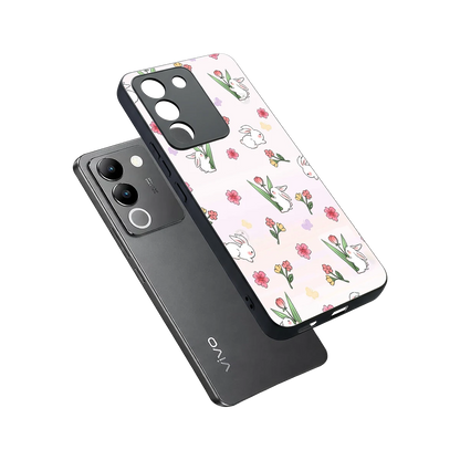 Bunny Bliss sleek vivo y200 5g cover with tempered glass back and TPU edges