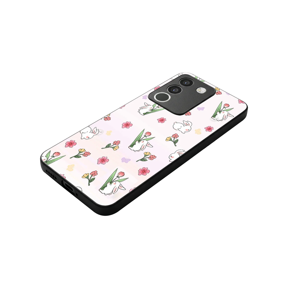 Bunny Bliss stylish phone case for vivo y200 5g | glossy glass and slim fit