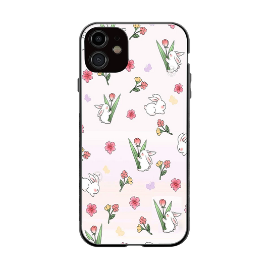 Bunny Bliss back phone cover | glass case for iphone 12
