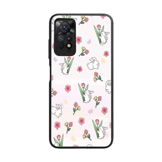 Bunny Bliss back phone cover | glass case for redmi note 11 pro