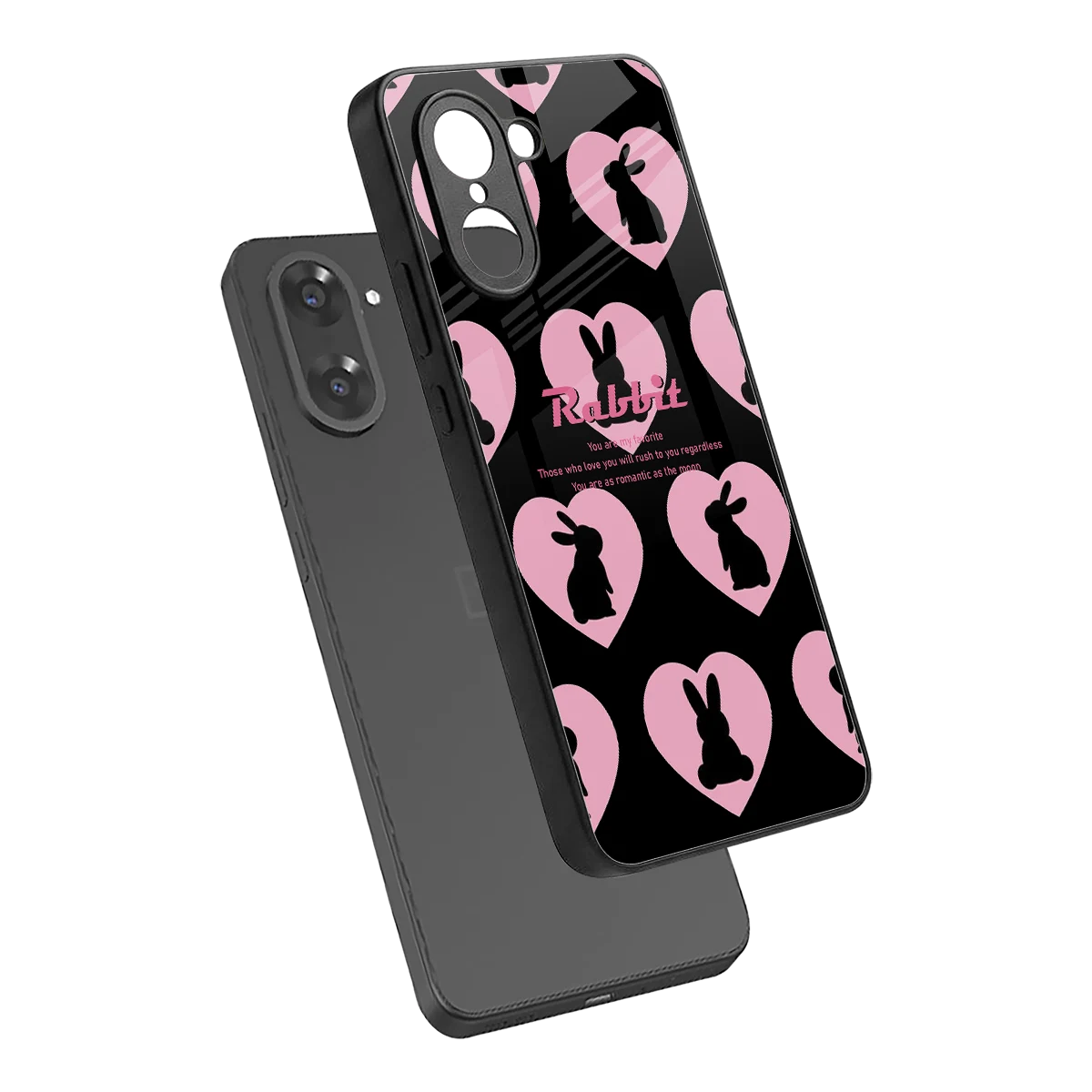 Bunny Love sleek oneplus nord ce5 5g cover with tempered glass back and TPU edges