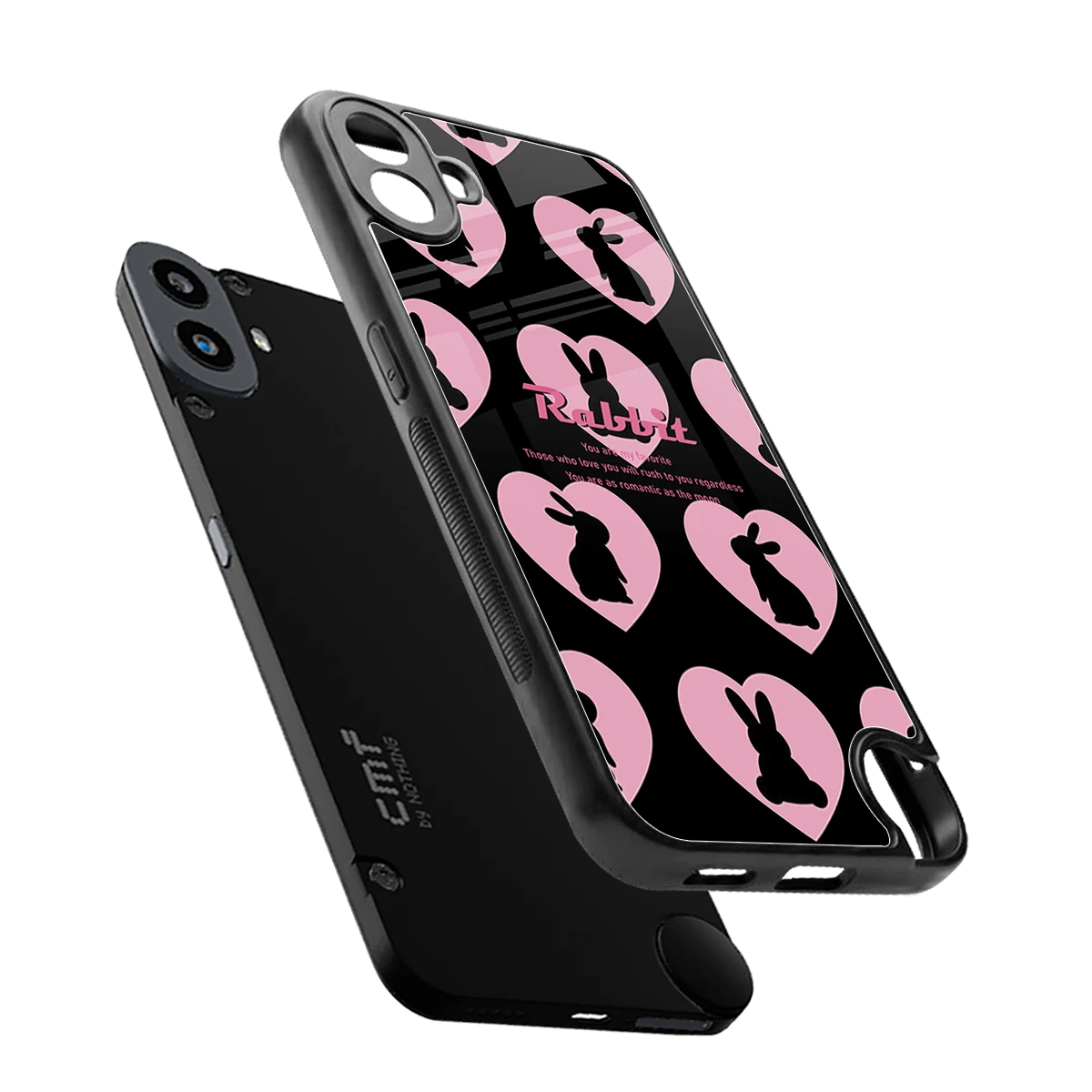 Bunny Love sleek cmf nothing phone 1 cover with tempered glass back and TPU edges