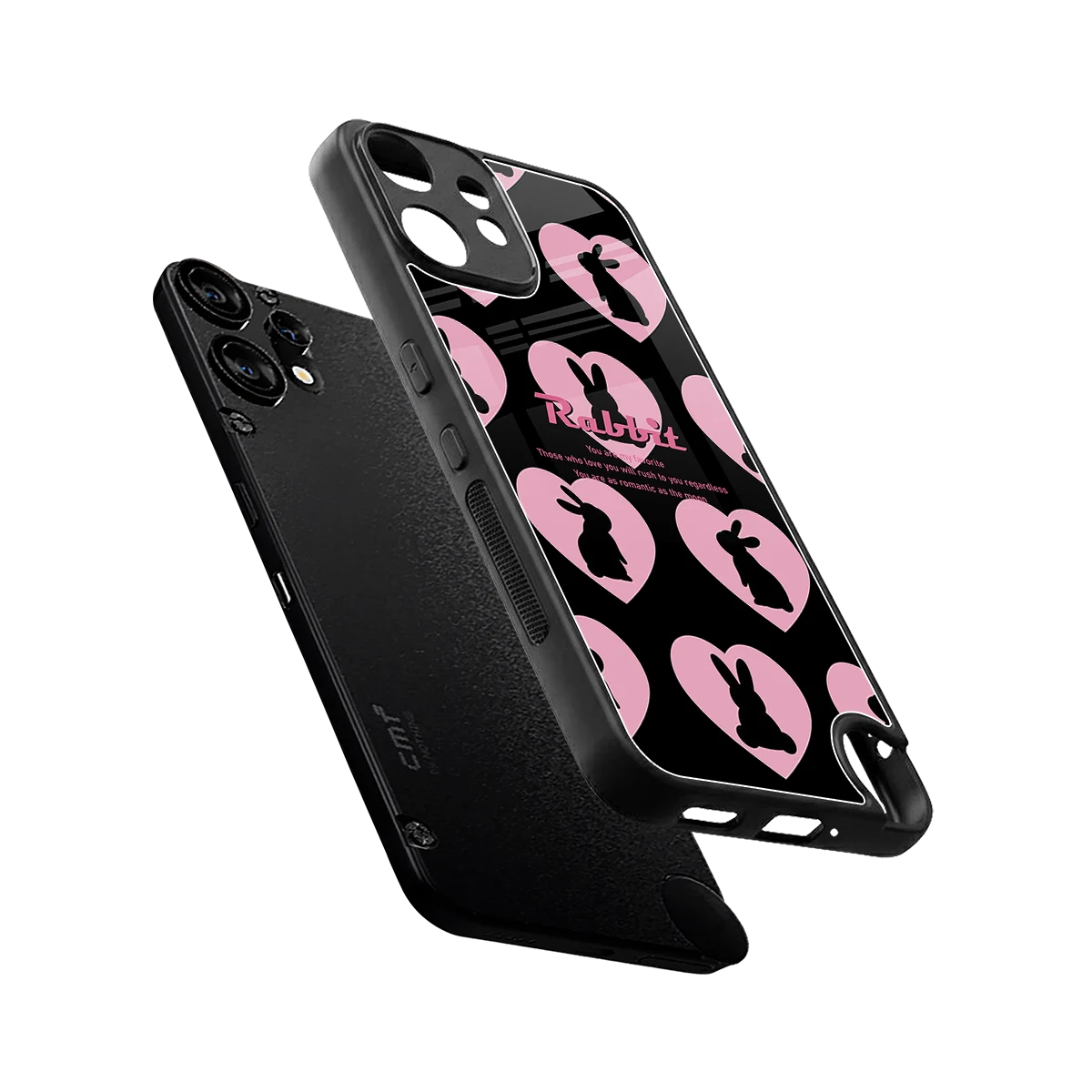 Bunny Love sleek cmf nothing phone 2 pro cover with tempered glass back and TPU edges