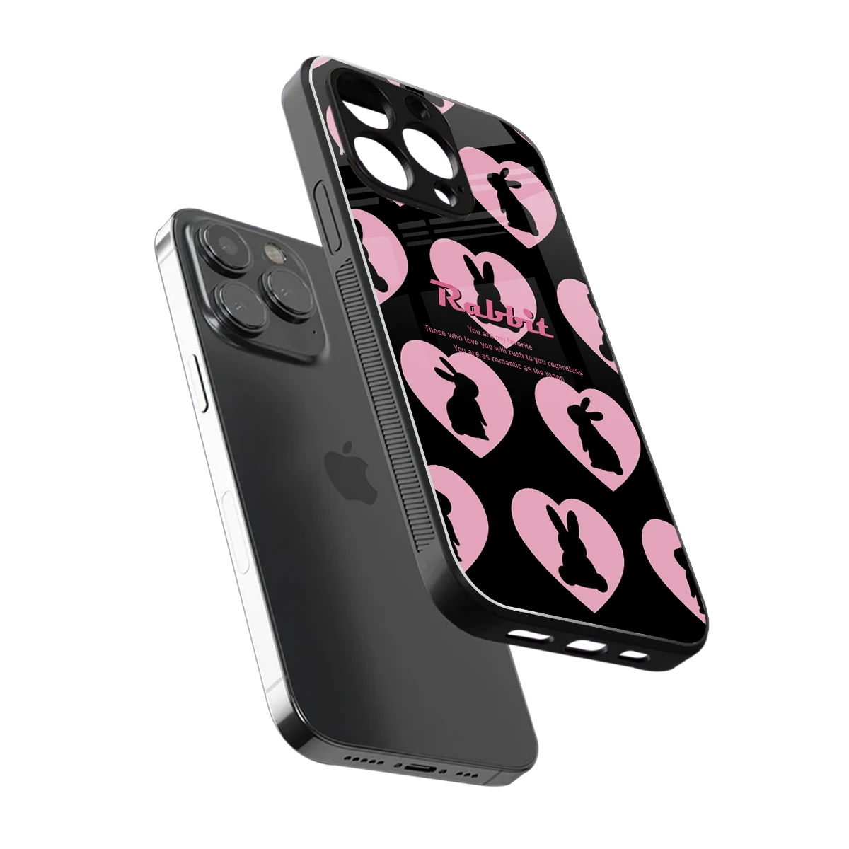 Bunny Love sleek iphone 13 pro cover with tempered glass back and TPU edges