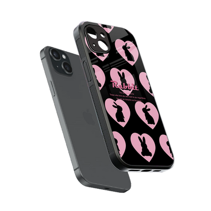 Bunny Love sleek iphone 15 plus cover with tempered glass back and TPU edges
