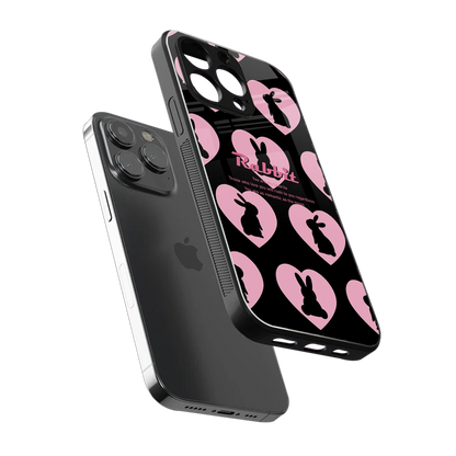 Bunny Love sleek iphone 15 pro max cover with tempered glass back and TPU edges