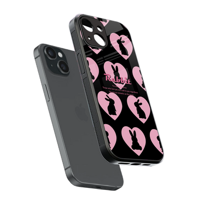 Bunny Love sleek iphone 15 cover with tempered glass back and TPU edges