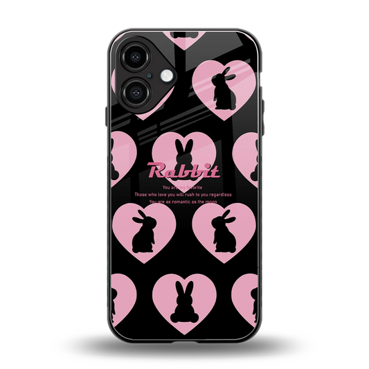 Bunny Love back phone cover | glass case for iphone 16 plus