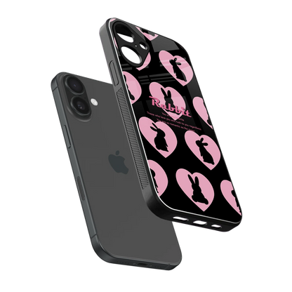 Bunny Love sleek iphone 16 plus cover with tempered glass back and TPU edges