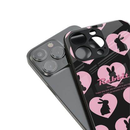Bunny Love stylish phone case for iphone 17 pro max | glossy glass and slim fit