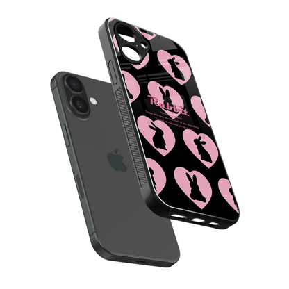 Bunny Love sleek iPhone 16 cover with tempered glass back and TPU edges