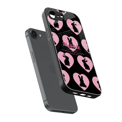 Bunny Love sleek iphone 16e cover with tempered glass back and TPU edges