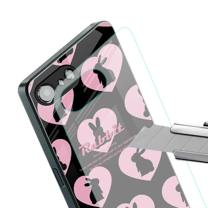 Bunny Love stylish phone case for iphone 16e | glossy glass and slim fit