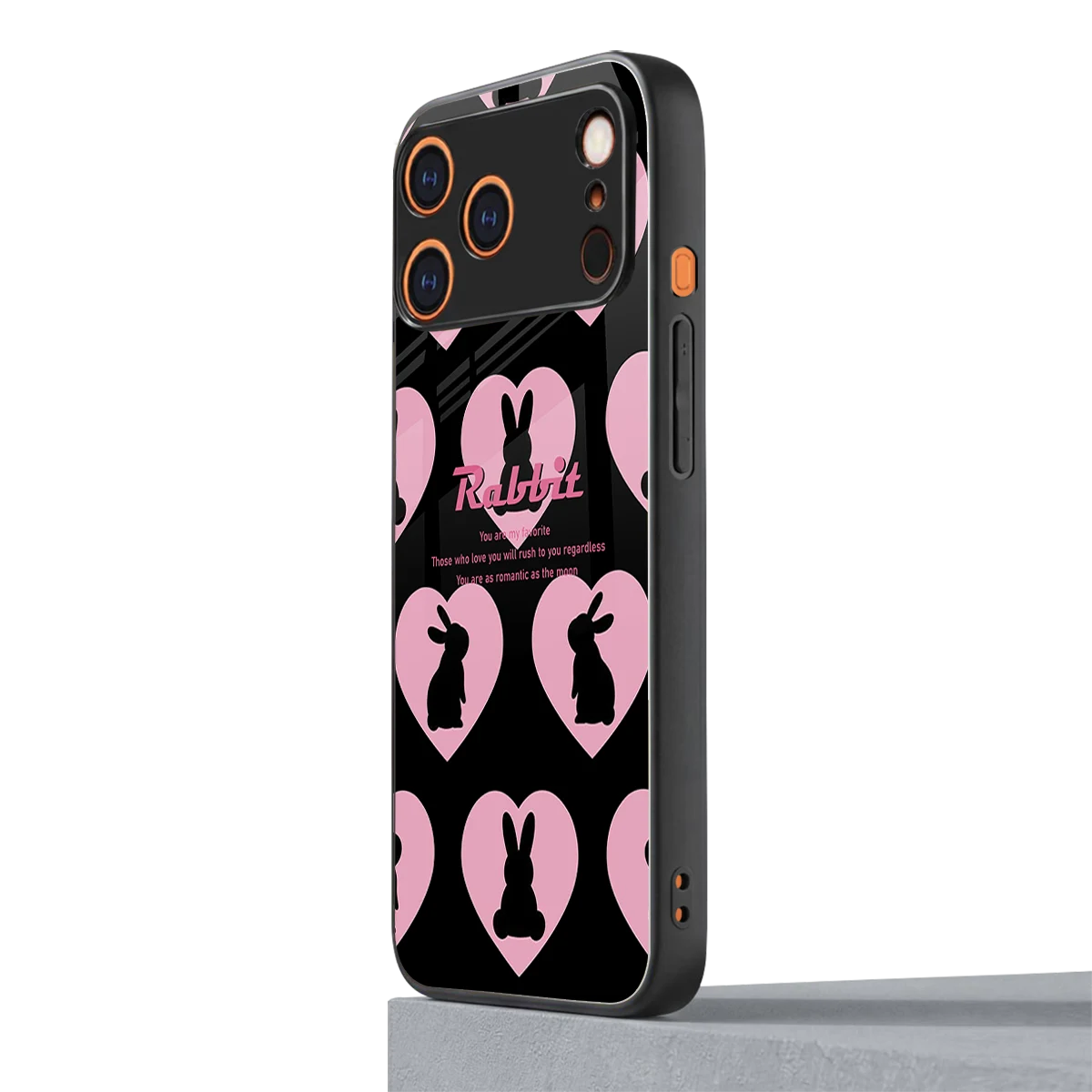 Bunny Love iphone 17 pro max mobile cover | shockproof glass phone case