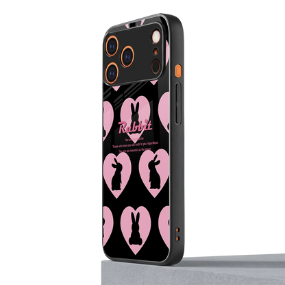 Bunny Love iphone 17 pro max mobile cover | shockproof glass phone case