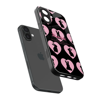 Bunny Love sleek iphone 17 cover with tempered glass back and TPU edges