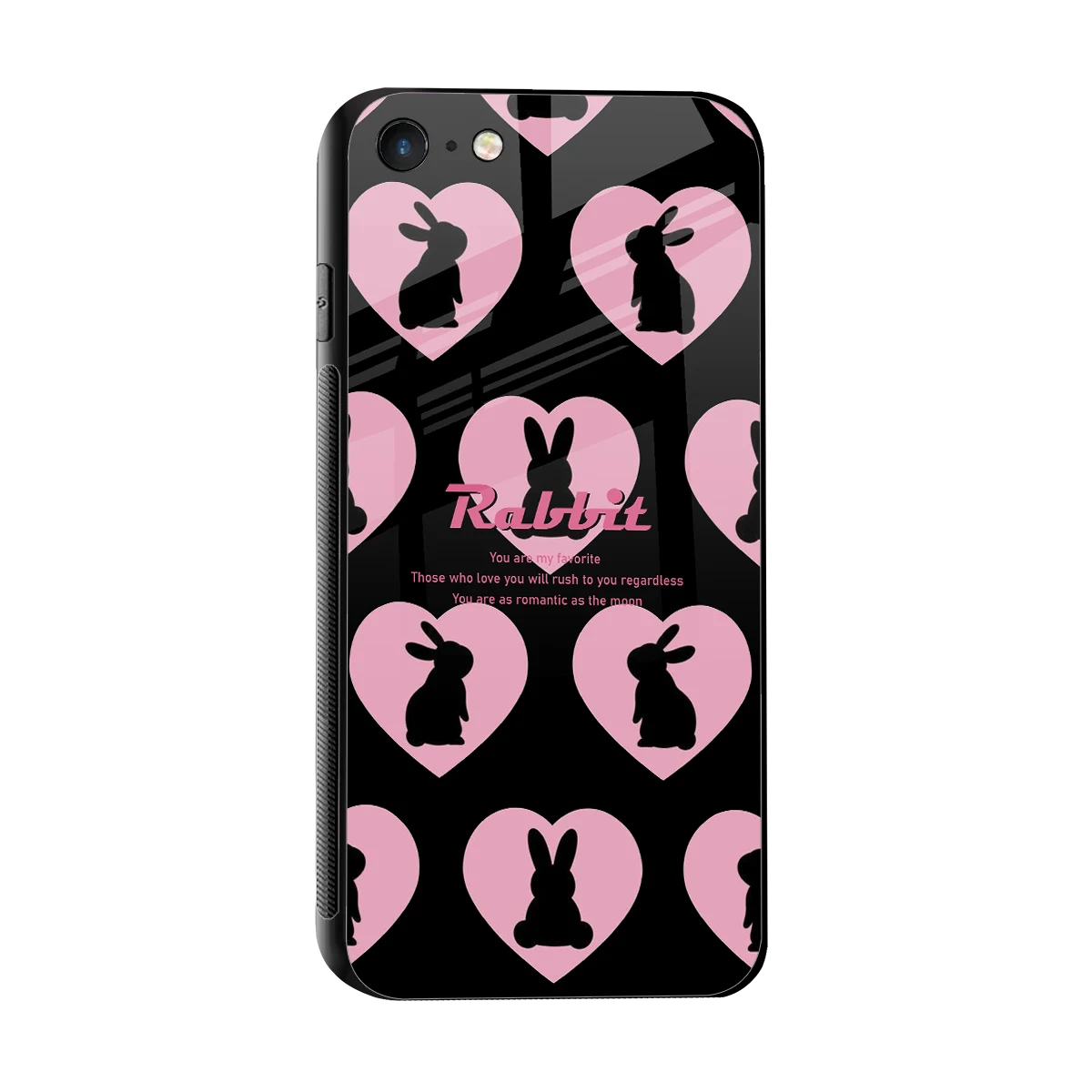 Bunny Love sleek iphone 7 cover with tempered glass back and TPU edges