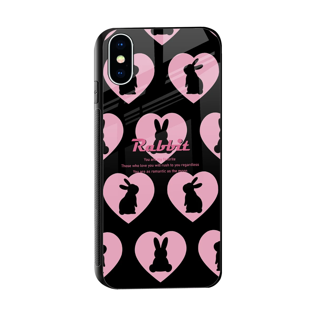 Bunny Love sleek iphone x cover with tempered glass back and TPU edges