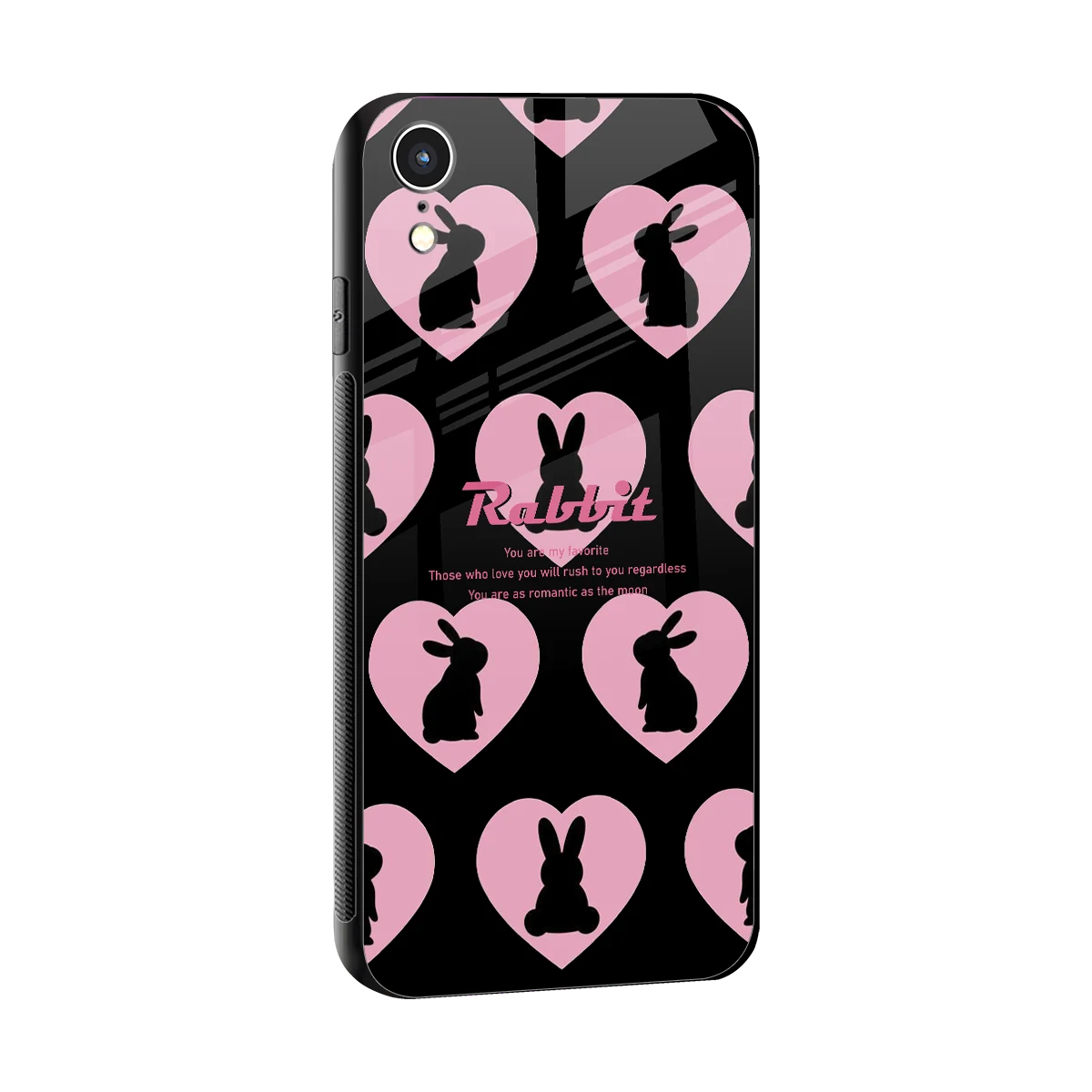 Bunny Love sleek iphone xr cover with tempered glass back and TPU edges