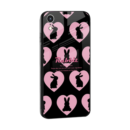 Bunny Love sleek iphone xr cover with tempered glass back and TPU edges