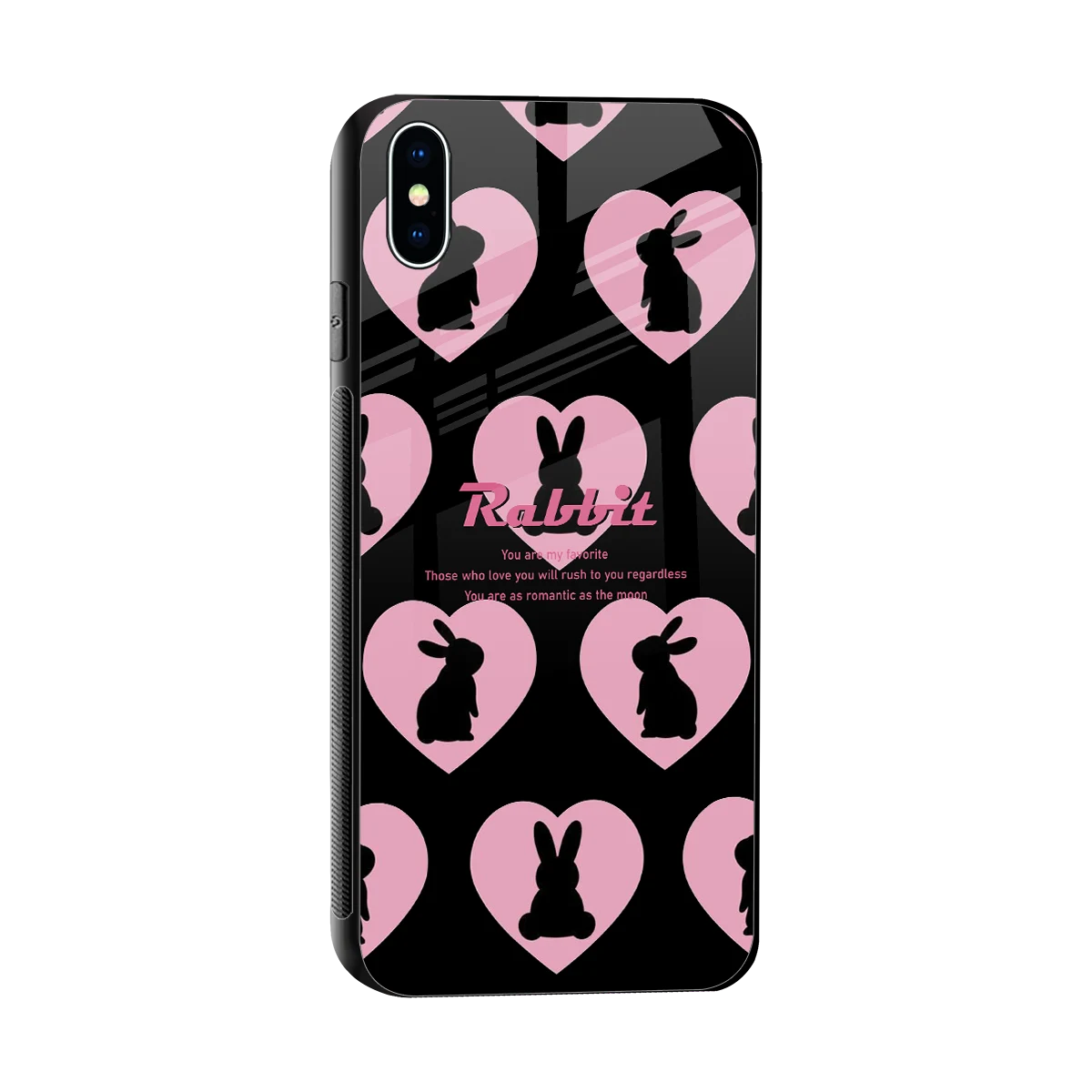 Bunny Love sleek iphone xs max cover with tempered glass back and TPU edges